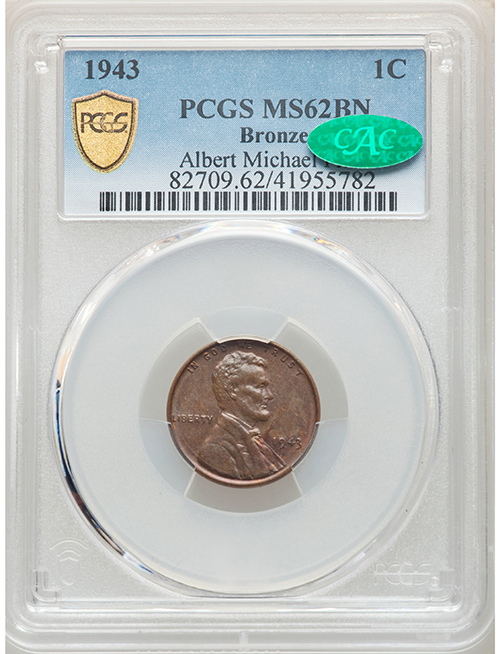 1943 CENT Struck on a Bronze Planchet MS62 Brown FRONT